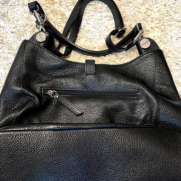 Neiman Marcus Black Pebble Leather Shoulder Handbag - Picture 9 of 11
